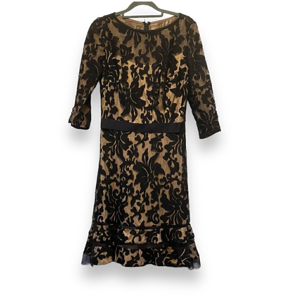 Tadashi Shoji Kennedy Dress Floral Black Lace Size 4
